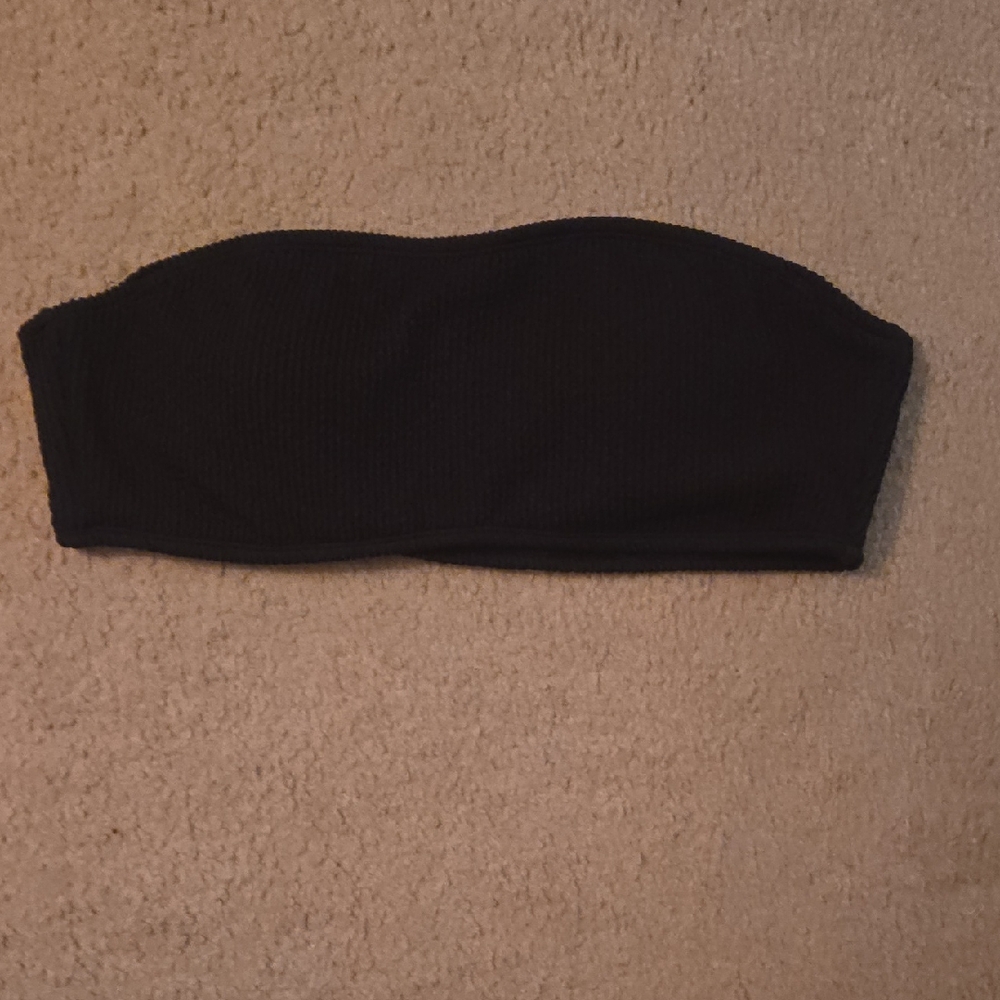 Black Strapless Bandeau Bikini Top Comes With Straps NWOT